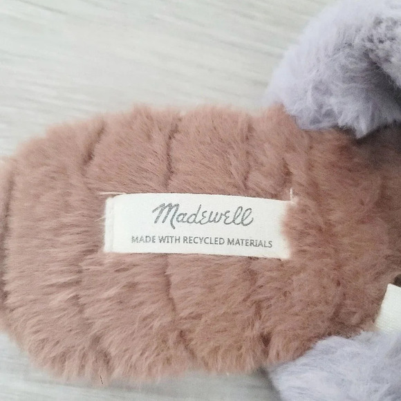 Madewell Quilted Scuff Slippers Recycled Faux Fur Dusty Purple Slip On Shoes 6 - Picture 6 of 9